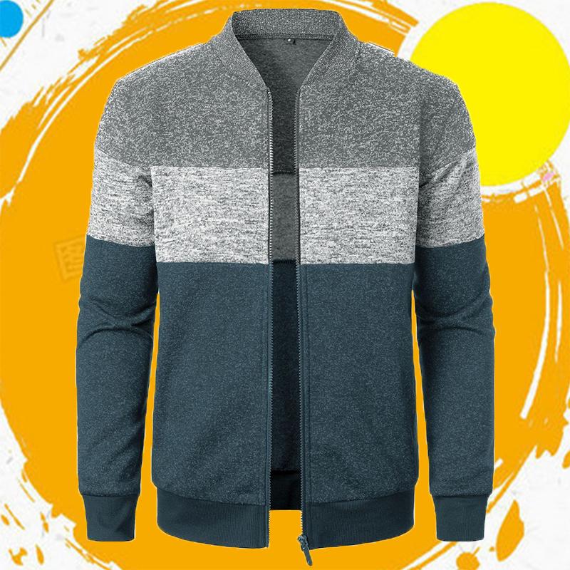HIMO Group Herfst Winter Cardigan Trui Heren Fleece Rits Truien Fluweel Contrast Gestreepte Trui Jassen Casual Jassen S