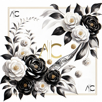 Alberto Cabale Sjaal  Zijde vierkantje Black Roses Cléo