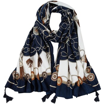 Alberto Cabale Sjaal  Navy Blue Athéna katoenen stole