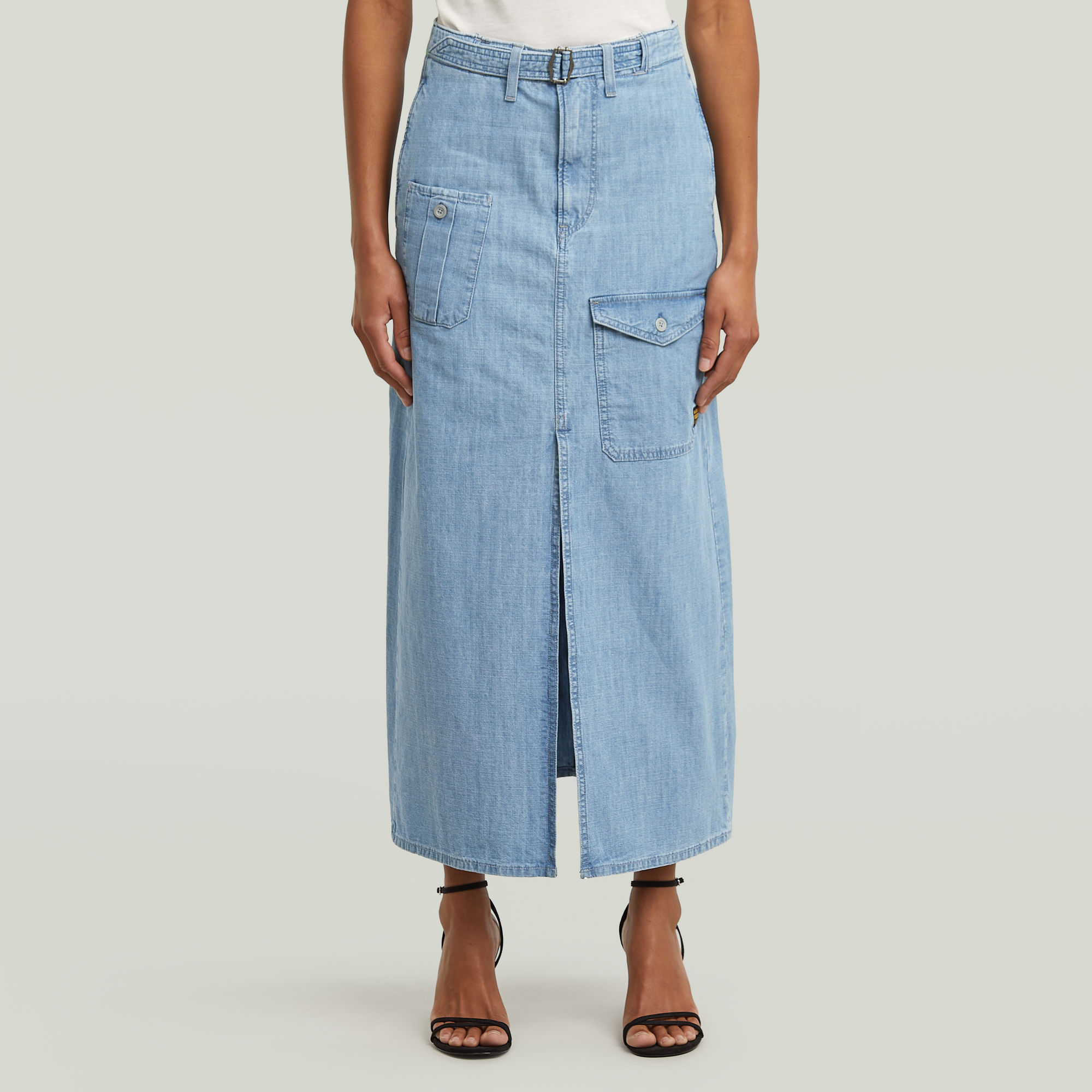 G-Star RAW Belted Long Cargorok - Lichtblauw - Dames