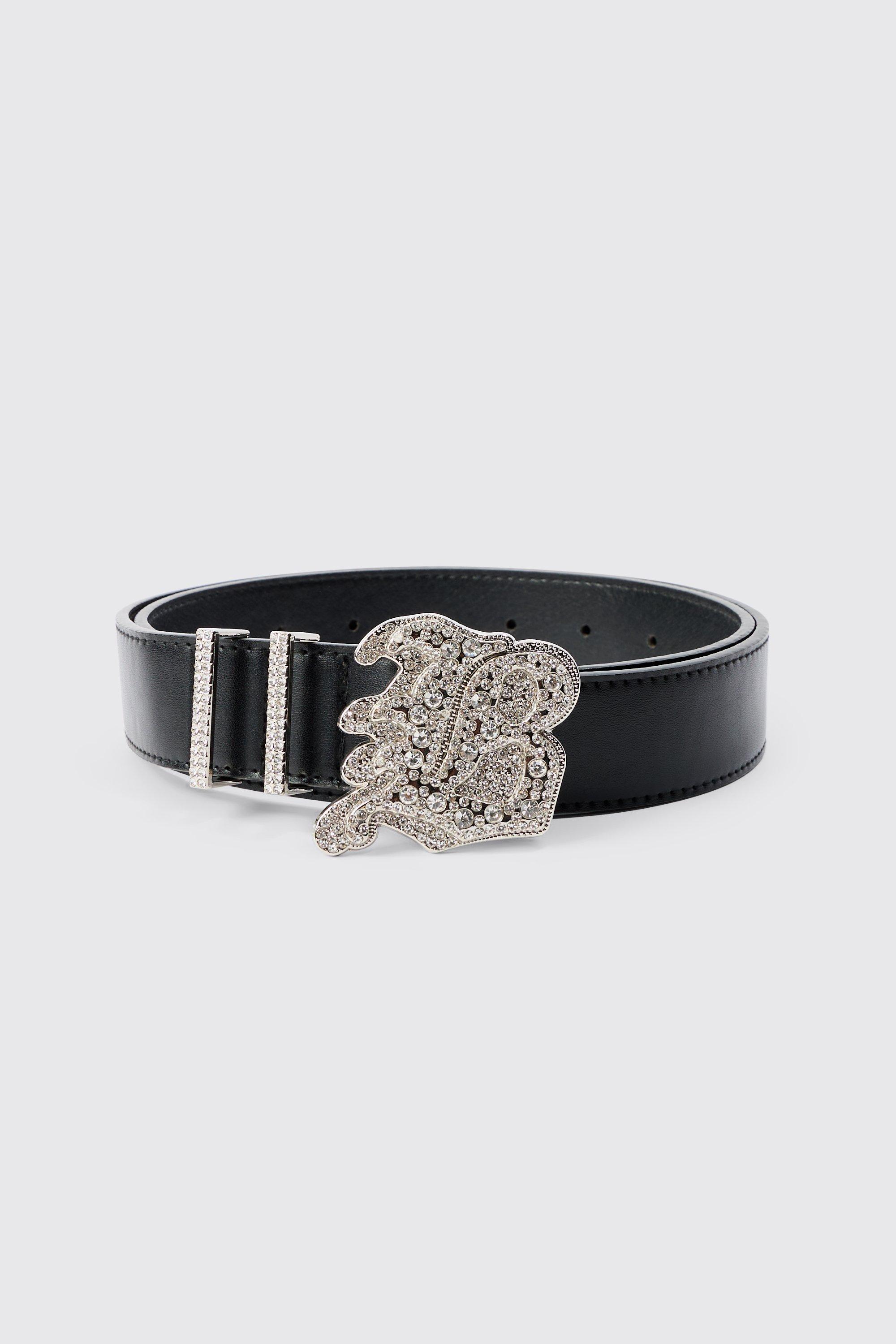 Boohoo Nepleren Riem Met B Gesp In Zwart, Black
