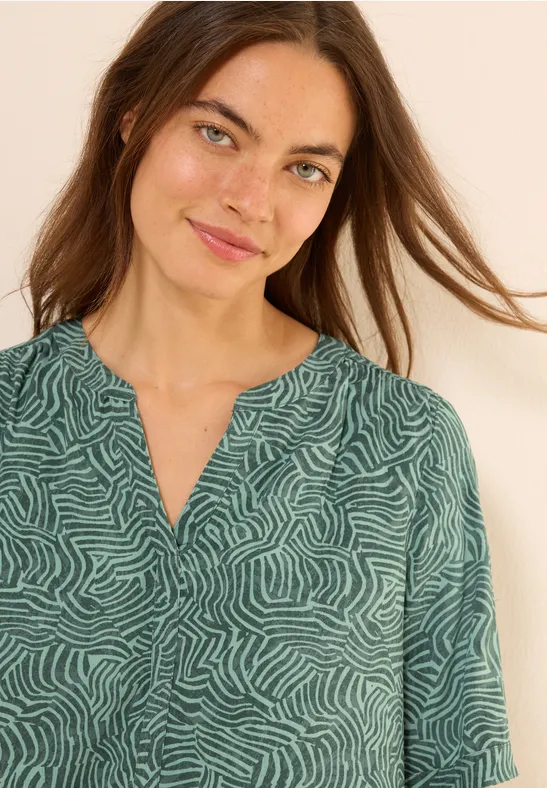 Cecil Gedessineerde blouse met gespleten hals