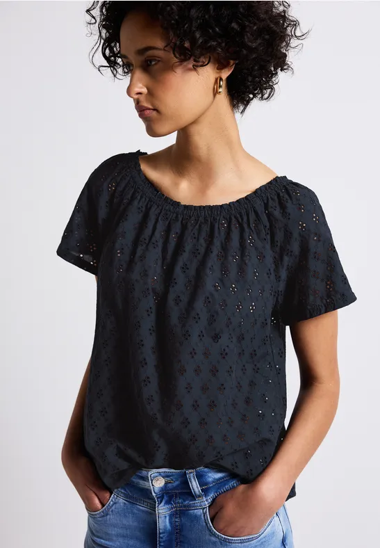 Street One Blouse met oogjesborduursel