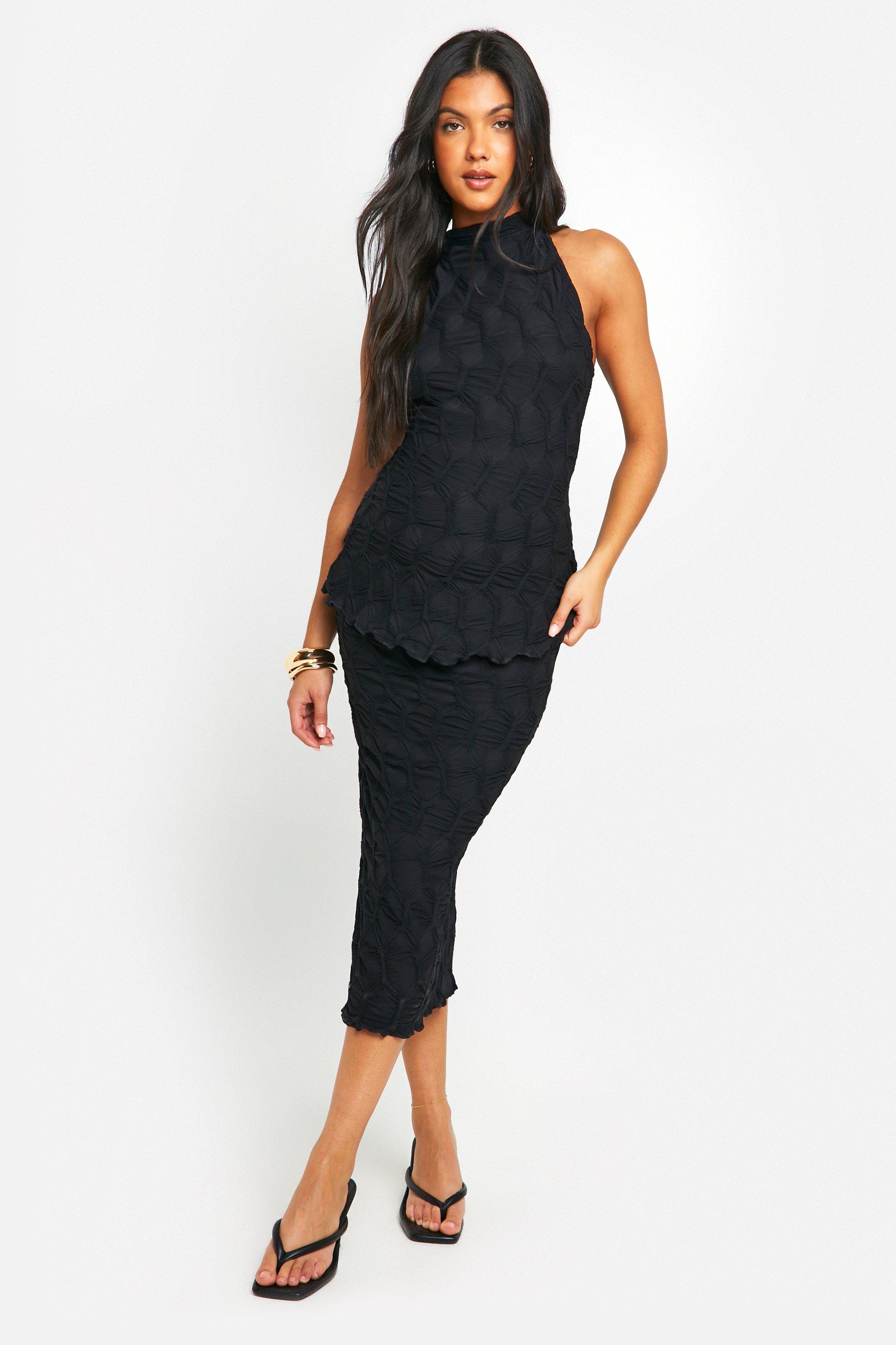 Boohoo Zwangerschap Jacquard Midi Rok Met Textuur, Black