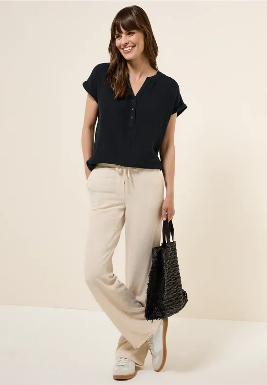 Cecil Mousseline blouse met korte mouwen