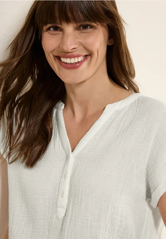 Cecil Mousseline blouse met korte mouwen