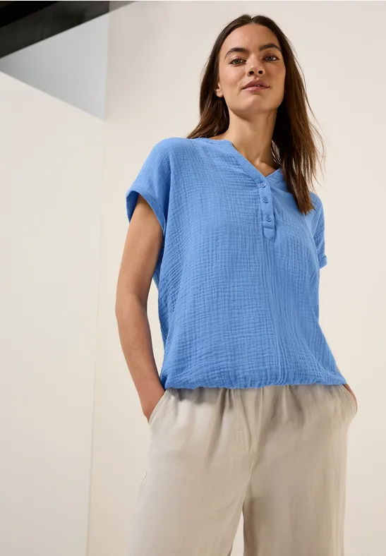 Cecil Mousseline blouse met korte mouwen