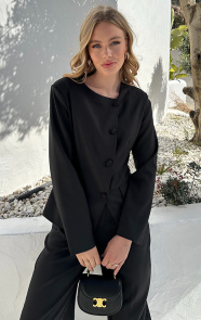 Jurkjes Taille Muse Blazer Met Knopen Zwart