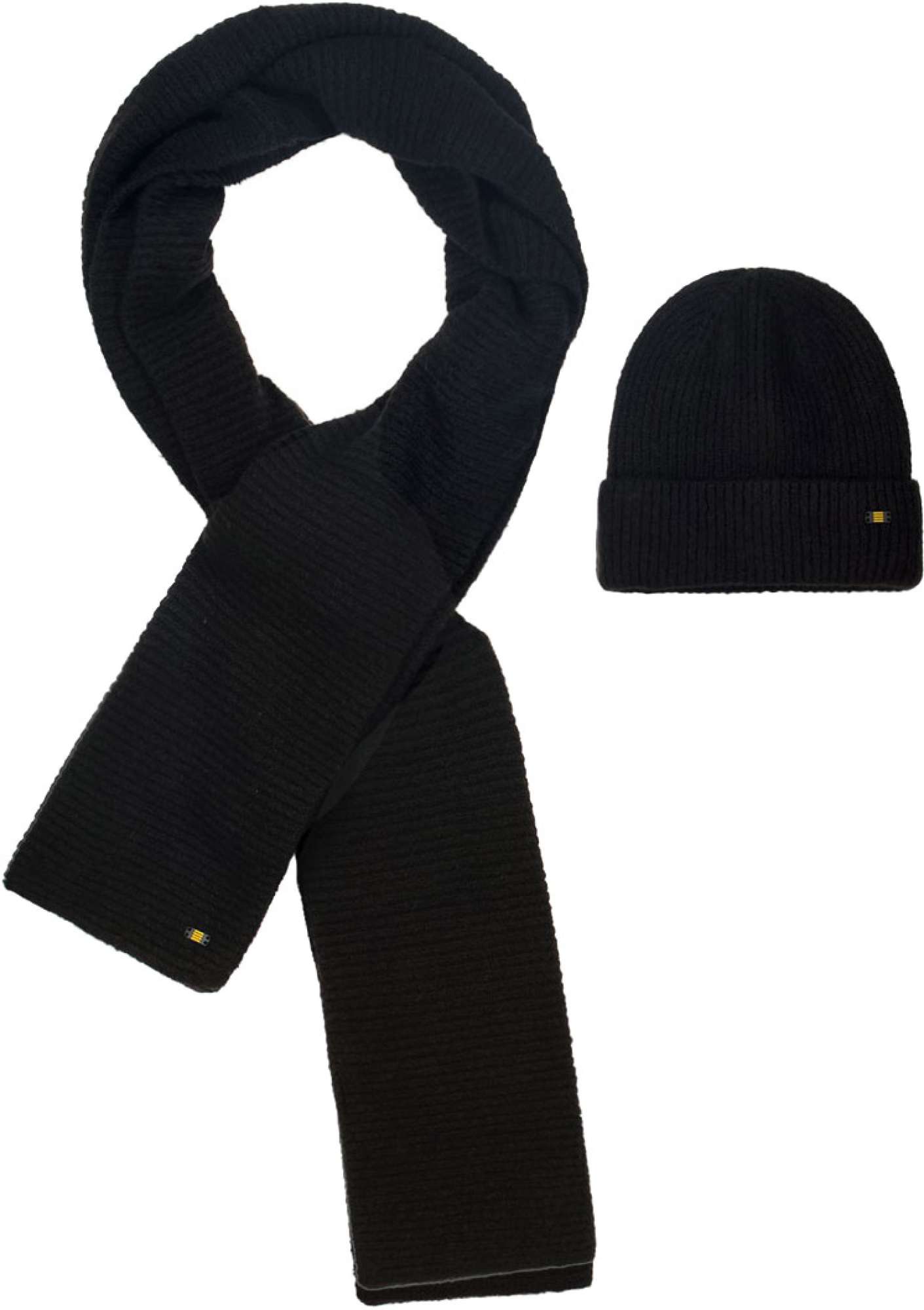 No Excess Beenie + scarf rib knit set black