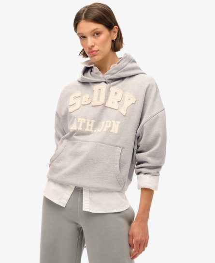 Superdry Vrouwen Athletic Essentials Oversized Hoodie met Applicatie Grijs