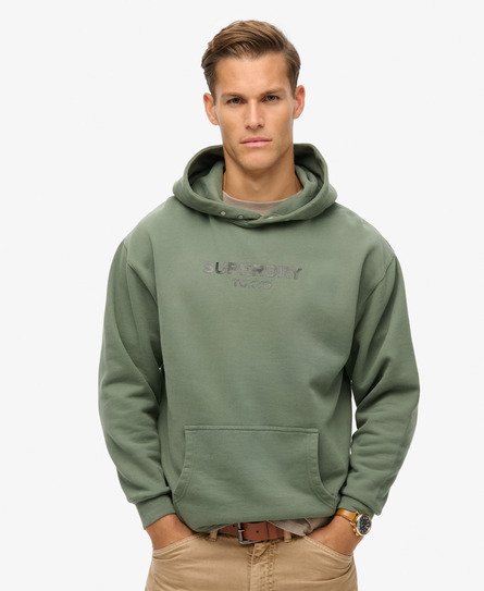 Superdry Mannen Luxe Sport Hoodie met Losse Pasvorm Groen