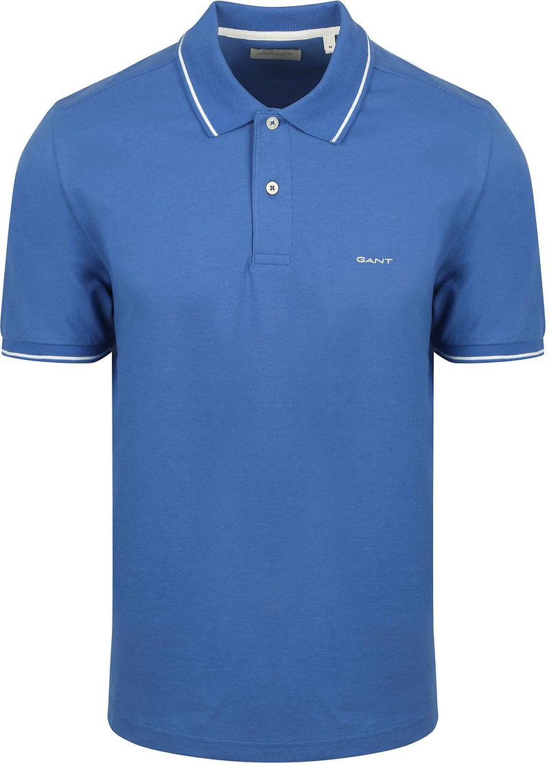 Gant Tipping Piqué Poloshirt Blauw