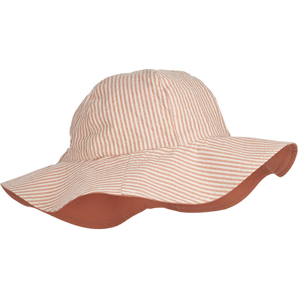 Liewood Amelia omkeerbaar Seersucker zonnehoedje Stripe Tuscany rose / Sandy