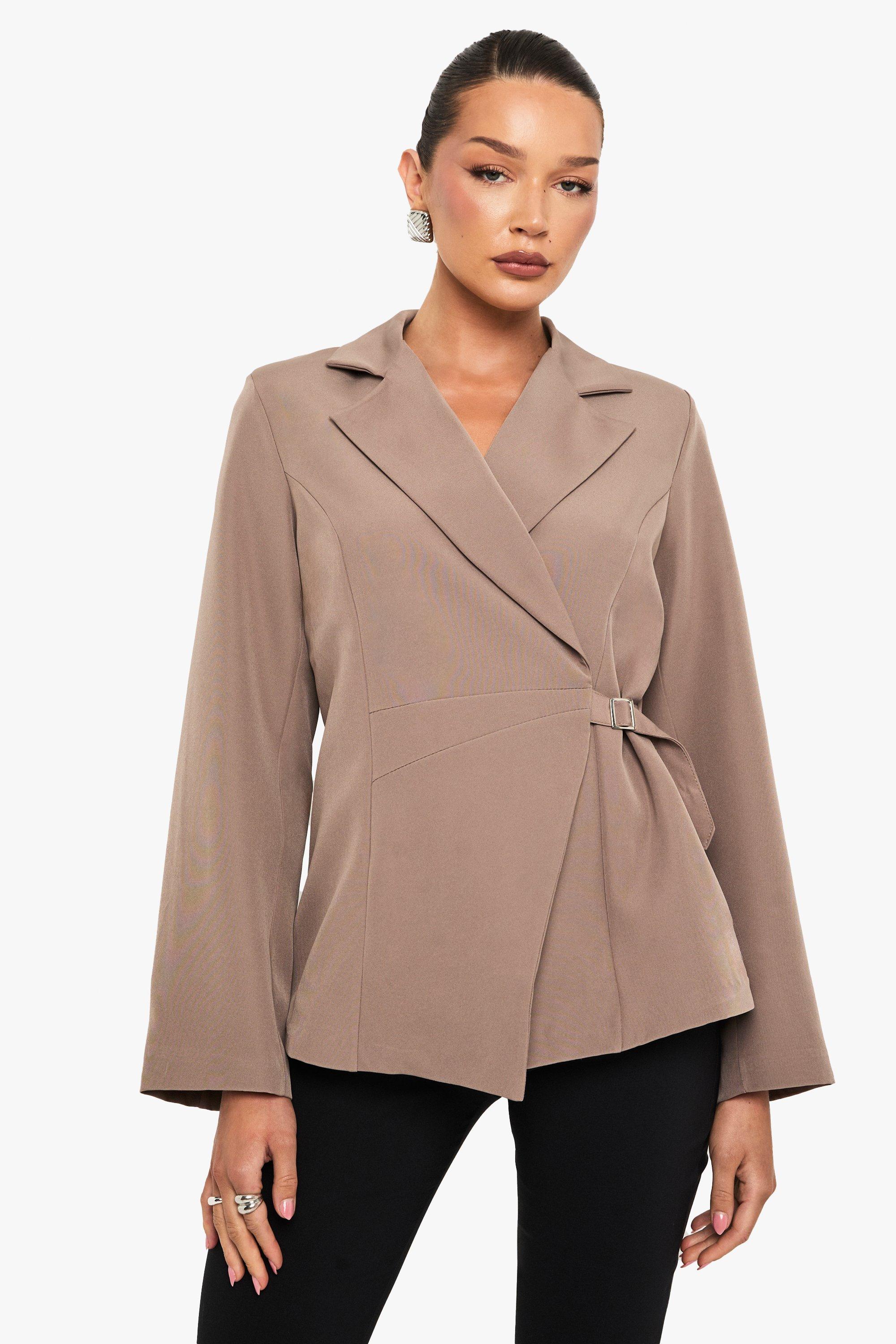 Boohoo Getailleerde Asymmetrische Blazer, Taupe