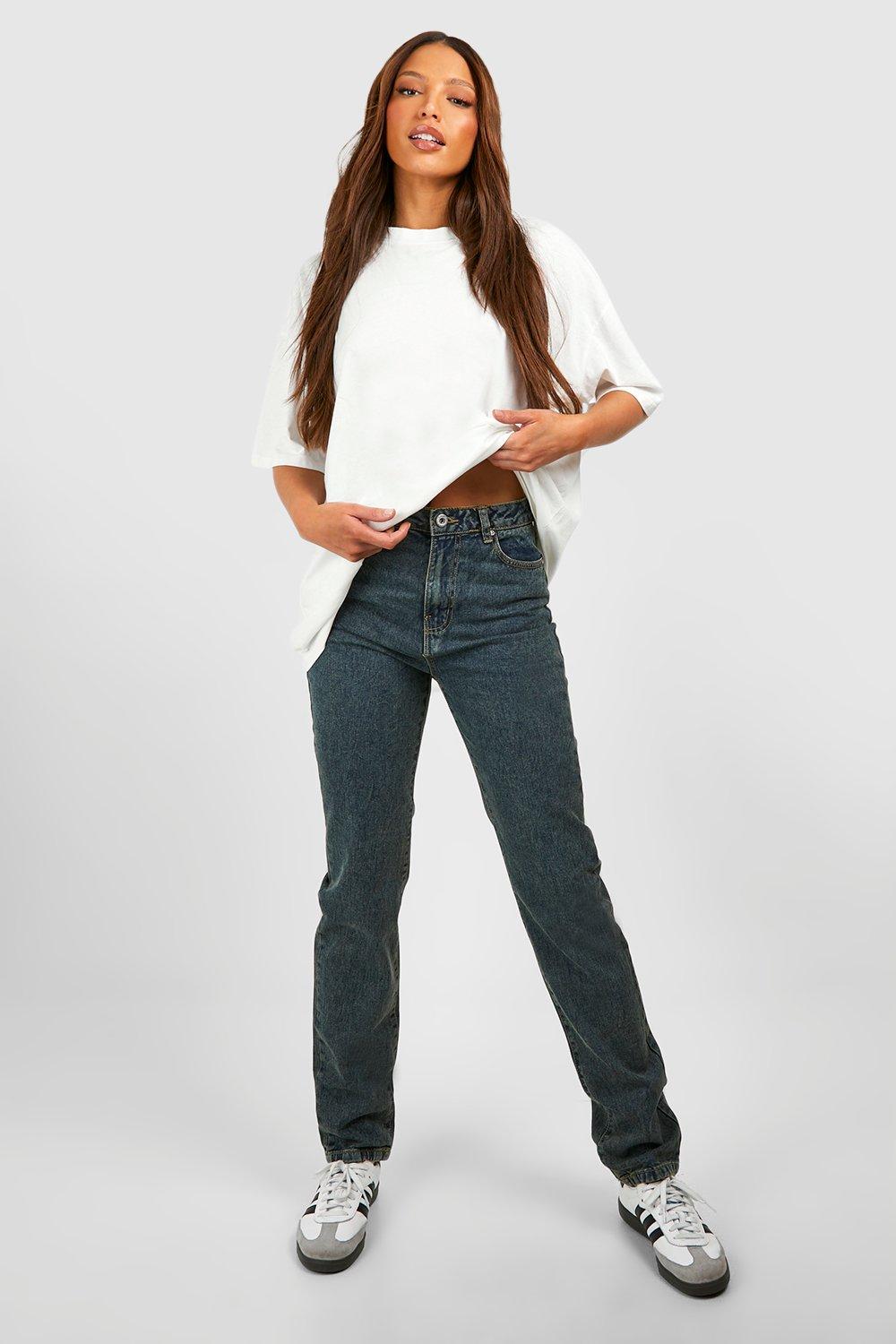 Boohoo Tall Basic High Waist Jeans Met Rechte Pijpen, Vintage Blue