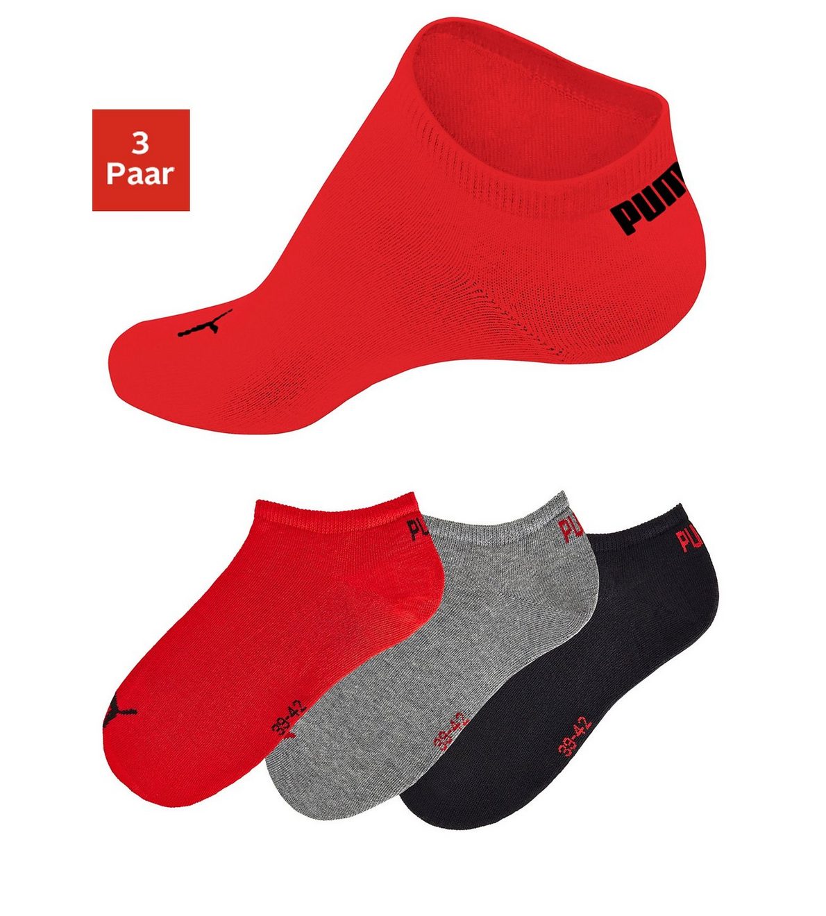 PUMA Sneakersokken met ingebreid logo (3 paar)
