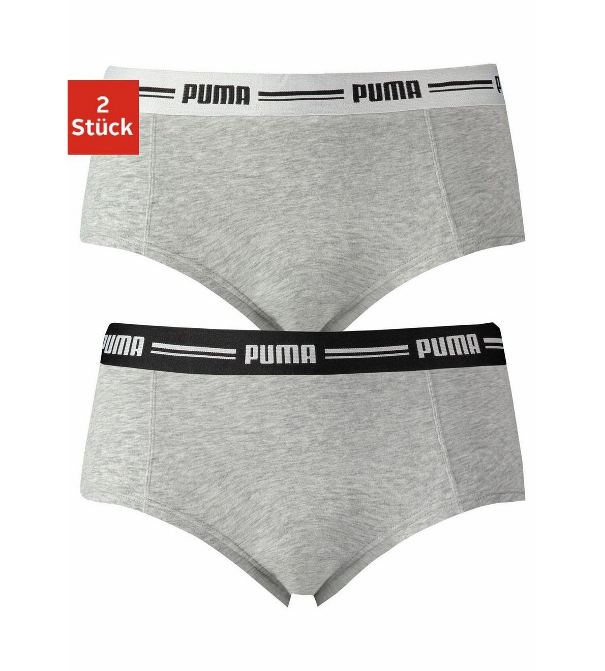 PUMA Hipster  WOMEN MINI SHORT 2P PACK met opvallende logo-tailleband (2 stuks, Set van 2)