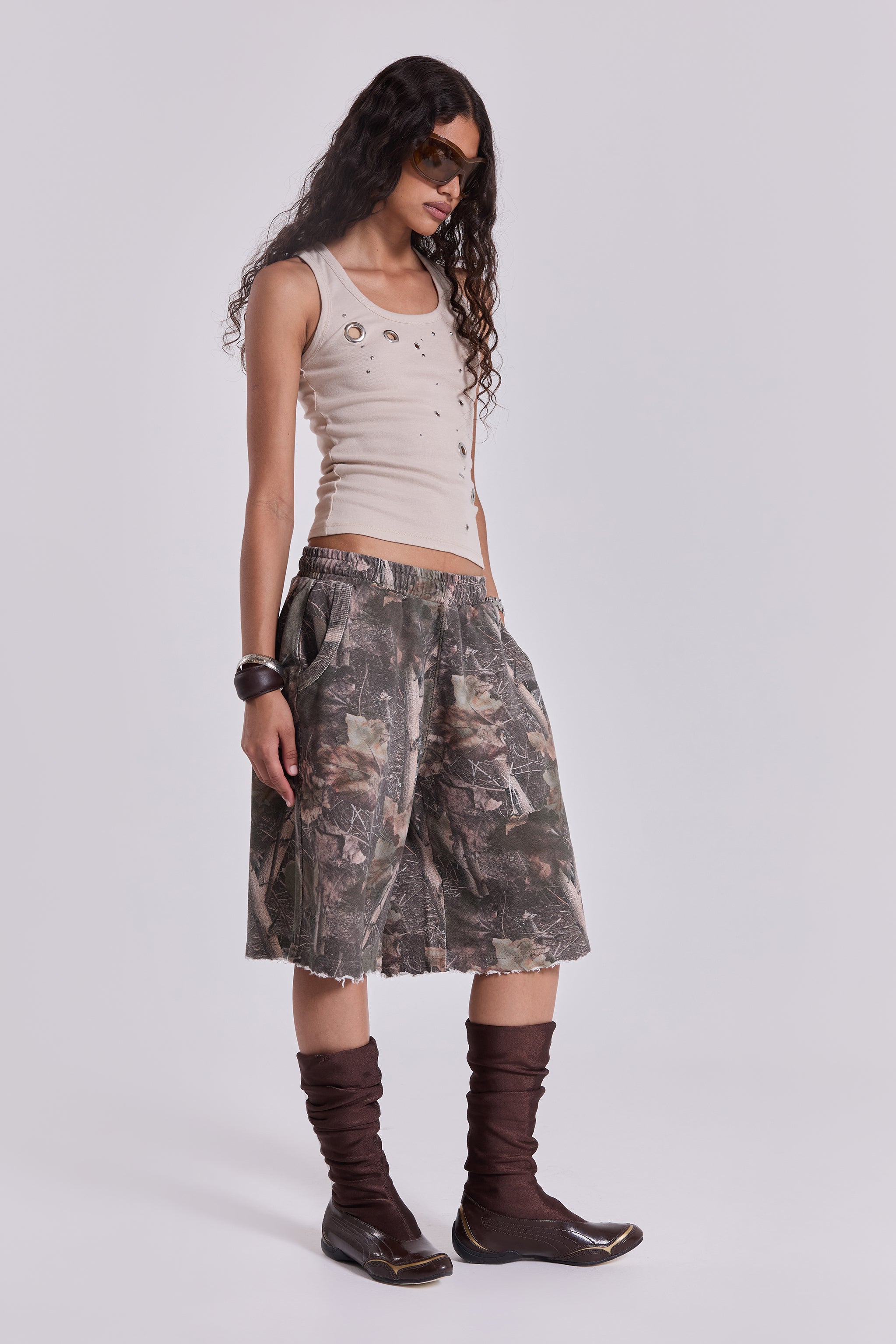 Jaded London Woodland Camo Monster Jogger Shorts