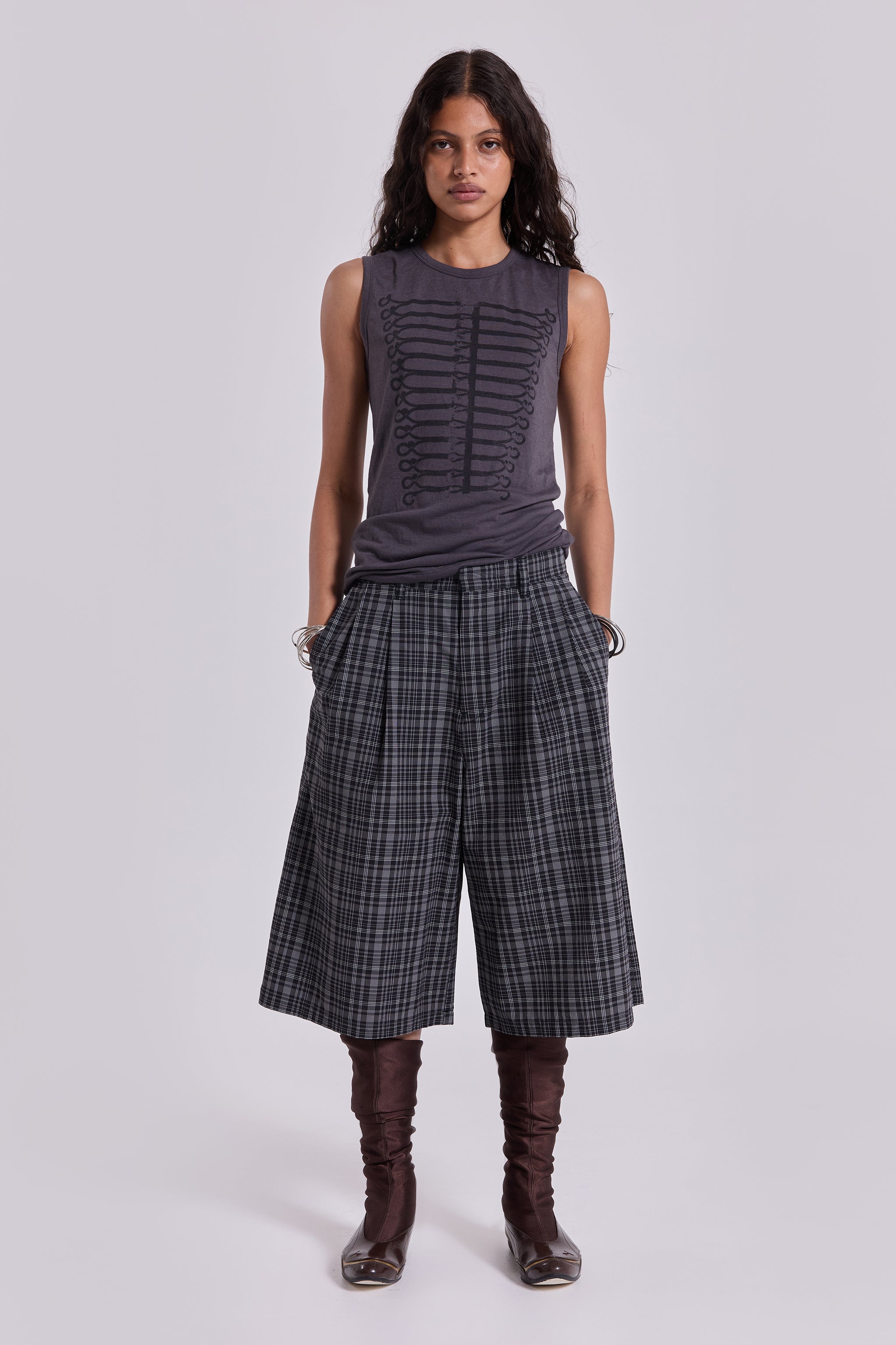Jaded London Black Check Jumbo Jorts