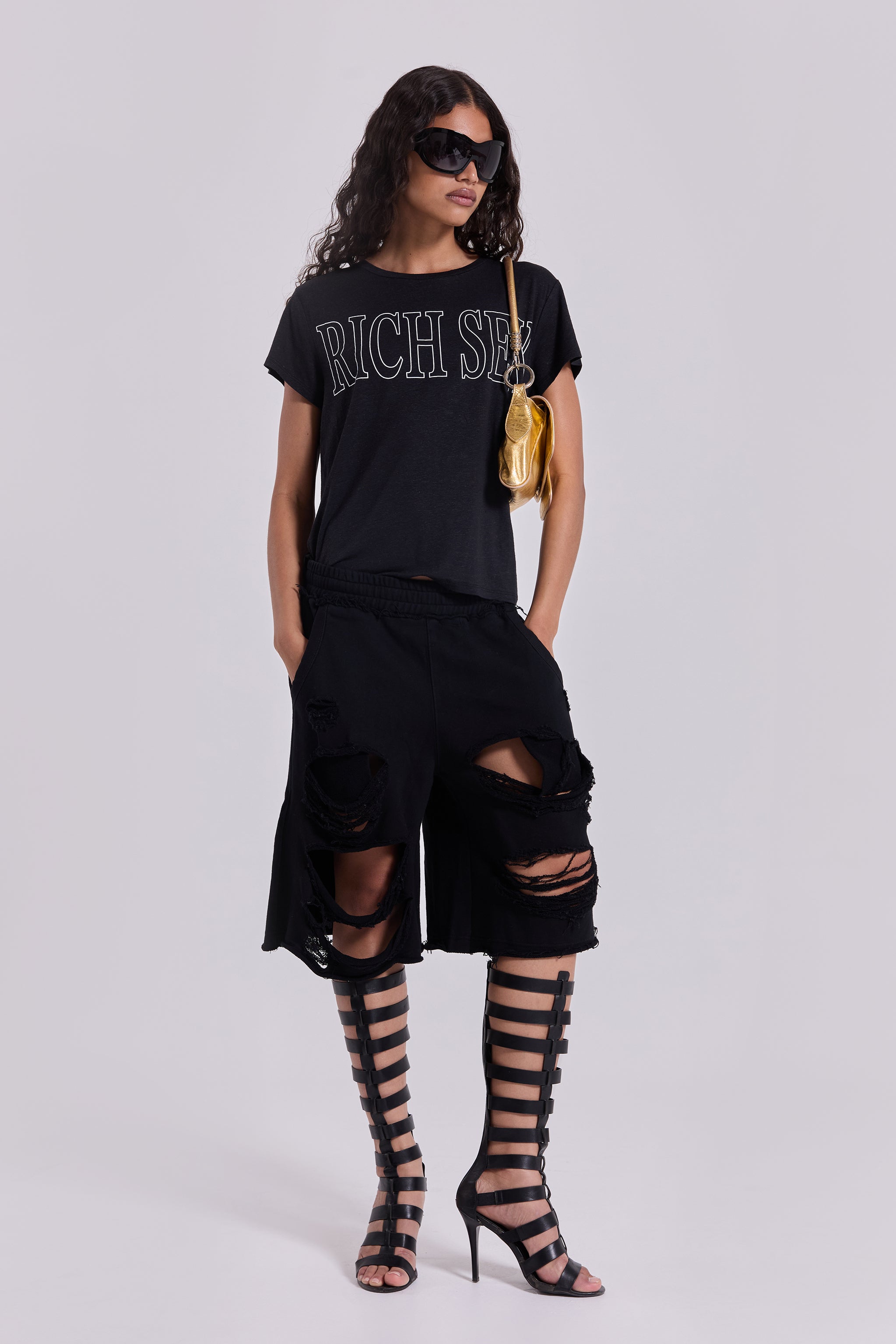 Jaded London Black Distressed Monster Shorts