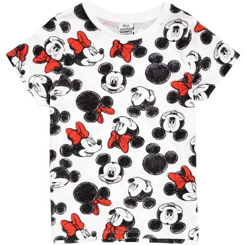 Disney Mickey & Minnie Mouse T-shirt met all-over print voor meisjes 9-10 Years wit/zwart