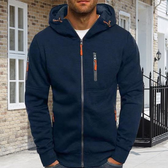 PLUM LAI Heren Herfst Winter Hoodie Losse Ritssluiting Lange Mouwen Ritssluiting Zakken Capuchon Cardigan Dun Pure Kleur Dagelijks XXXL grijs