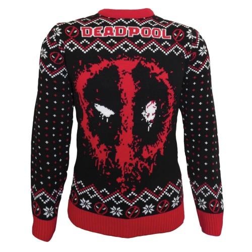 Deadpool unisex volwassen spray gebreide kersttrui M rood/zwart
