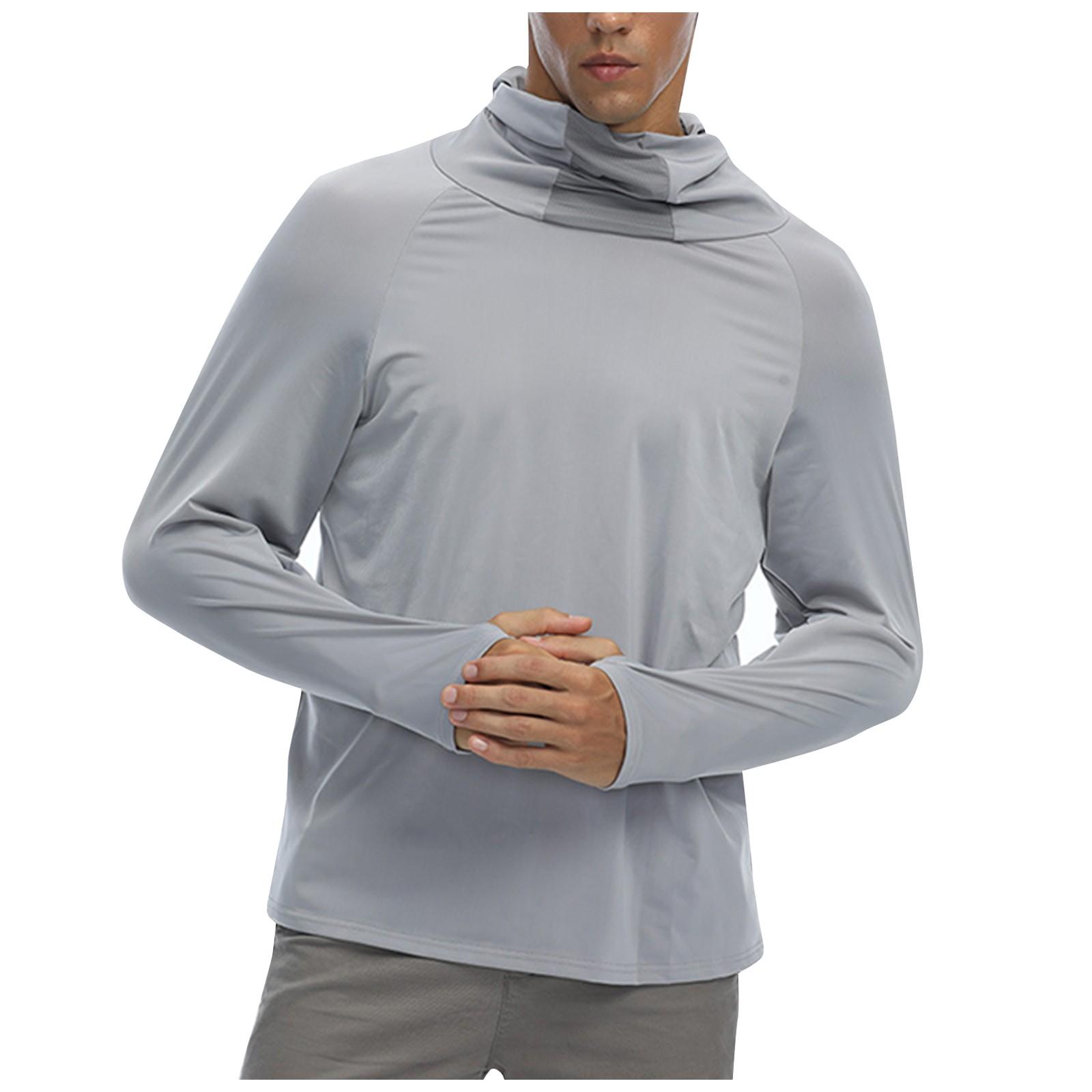 Jiangnan A Herenkleding met capuchon en lange mouwen voor buiten, bescherming tegen de zon, vissen, strandshirt, surfkleding, upf50+ M