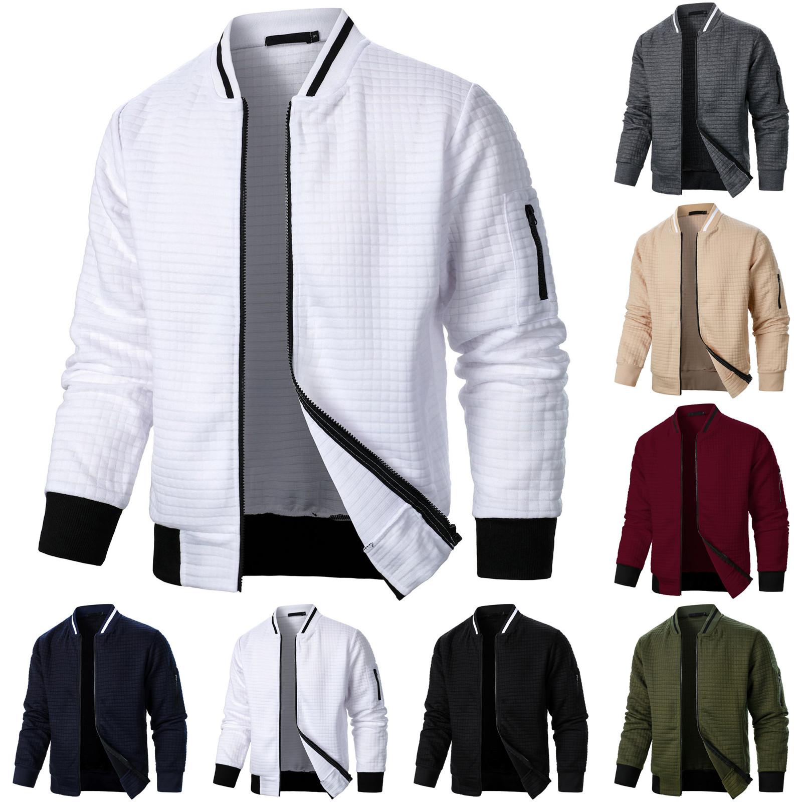 Jiangnan C Heren Sweatshirt met rits, lange mouwen, modieuze casual trui met rits L