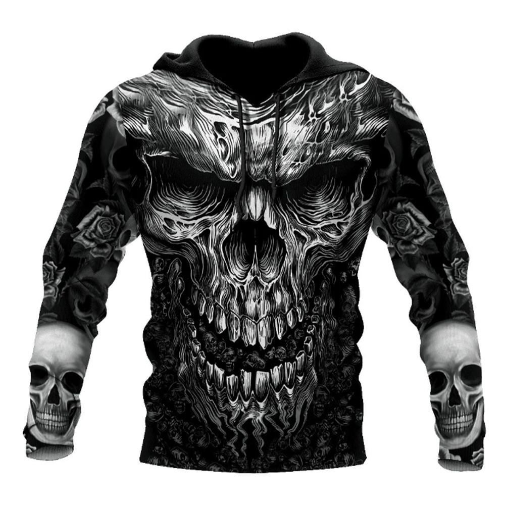 Xiao Xiang Lente Herfst Herenmode Casual Hoodie 3D Schedel Print Heren Horror Truien Sweatshirts Streetwear Trainingspak Oversized Tops 5XL