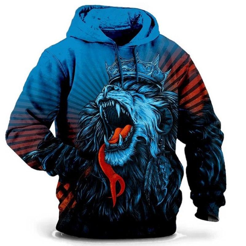 HIMO Group Sweatshirt met capuchon voor heren met capuchon Wolf Grafische T-shirt 3D Print Trui Oversized herenkleding Tops Mannelijke herfst streetwear S