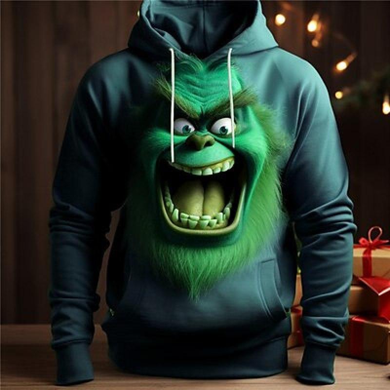 HIMO Group Grafische Elf herenmode 3D-print hoodie sport outdoor vakantie hoodies lange mouw capuchon print voorvak hoodie sweatshirt L