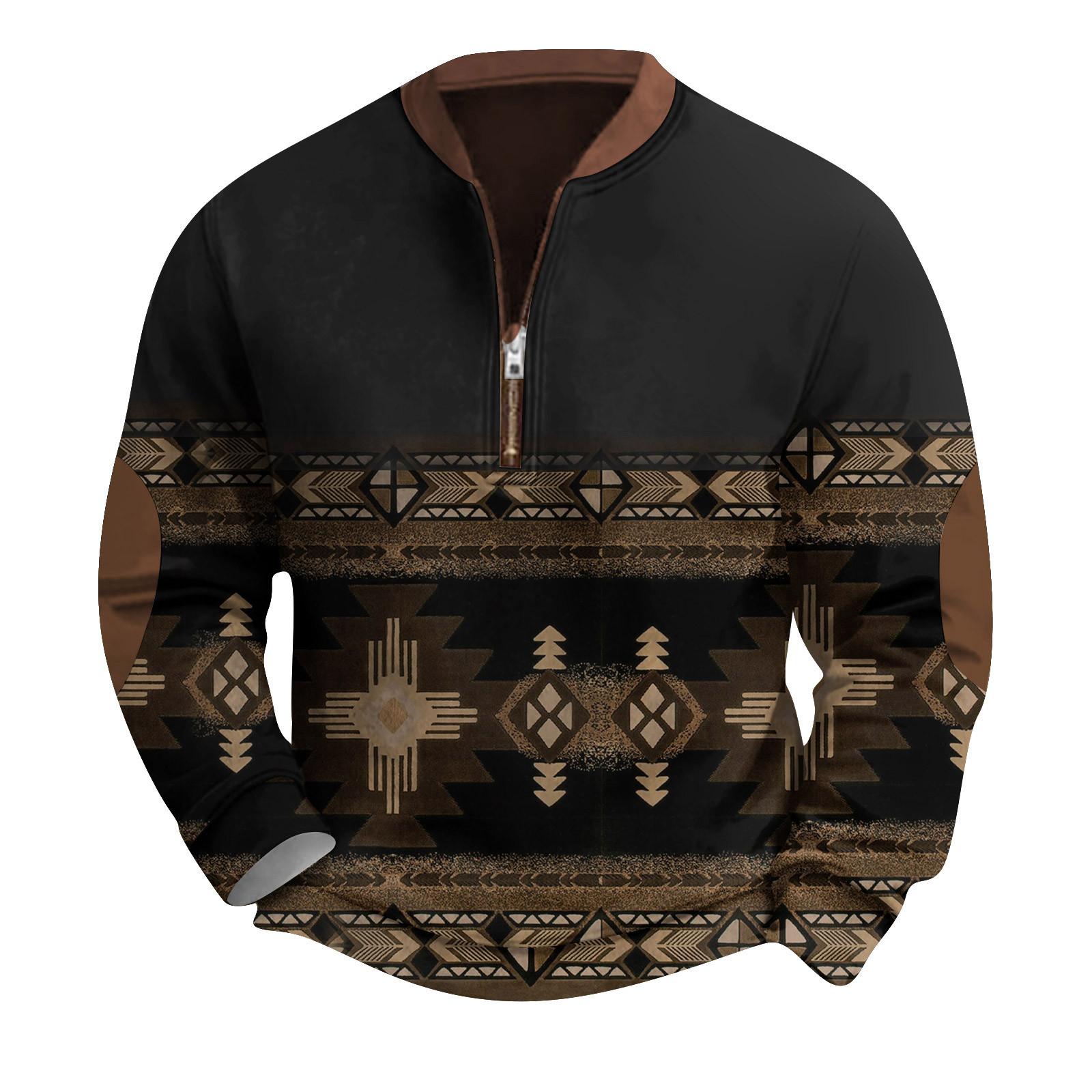HIMO Group Heren Retro Casual Gradient Bedrukt Sweatshirt S bruin
