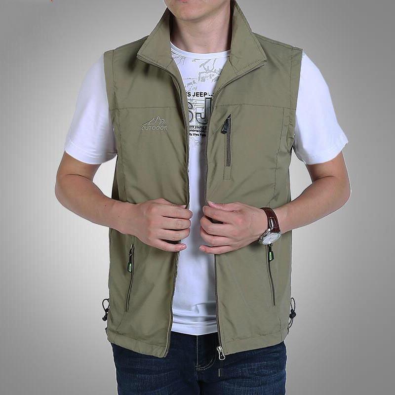 XD67DL Vesten Man Dunne Casual Wasitcoat Herenvest Veel zakken Zomerrits Normaal herenvest XXXXXL rood