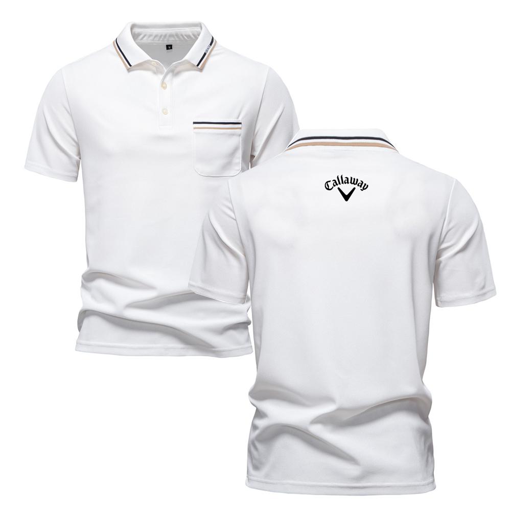 Callaway 2025 Summer Embroidered New Short Sleeved Polo Shirt Men's Striped Collar Business Casual Short Sleeved Polo Men's Top S