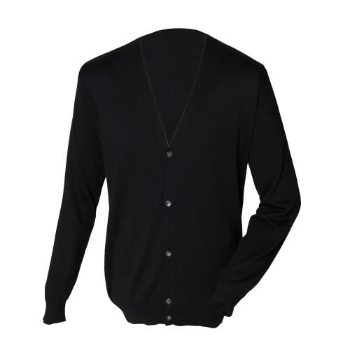Henbury Heren V-hals fijngebreid vest met knopen S grijs