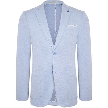 R2 Amsterdam Blazer  R2 Halflined Colbert Print Lichtblauw