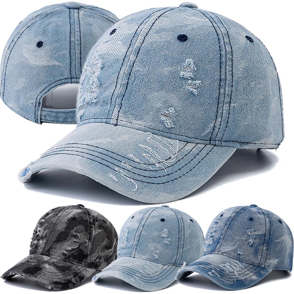 UP POSITIVE Unisex Baseballpet in camouflagestijl met hoge kwaliteit, gatenontwerp, denim pet, heren, dames, outdoor, kamperen, wandelen, hoeden 56cm-60cm zwart