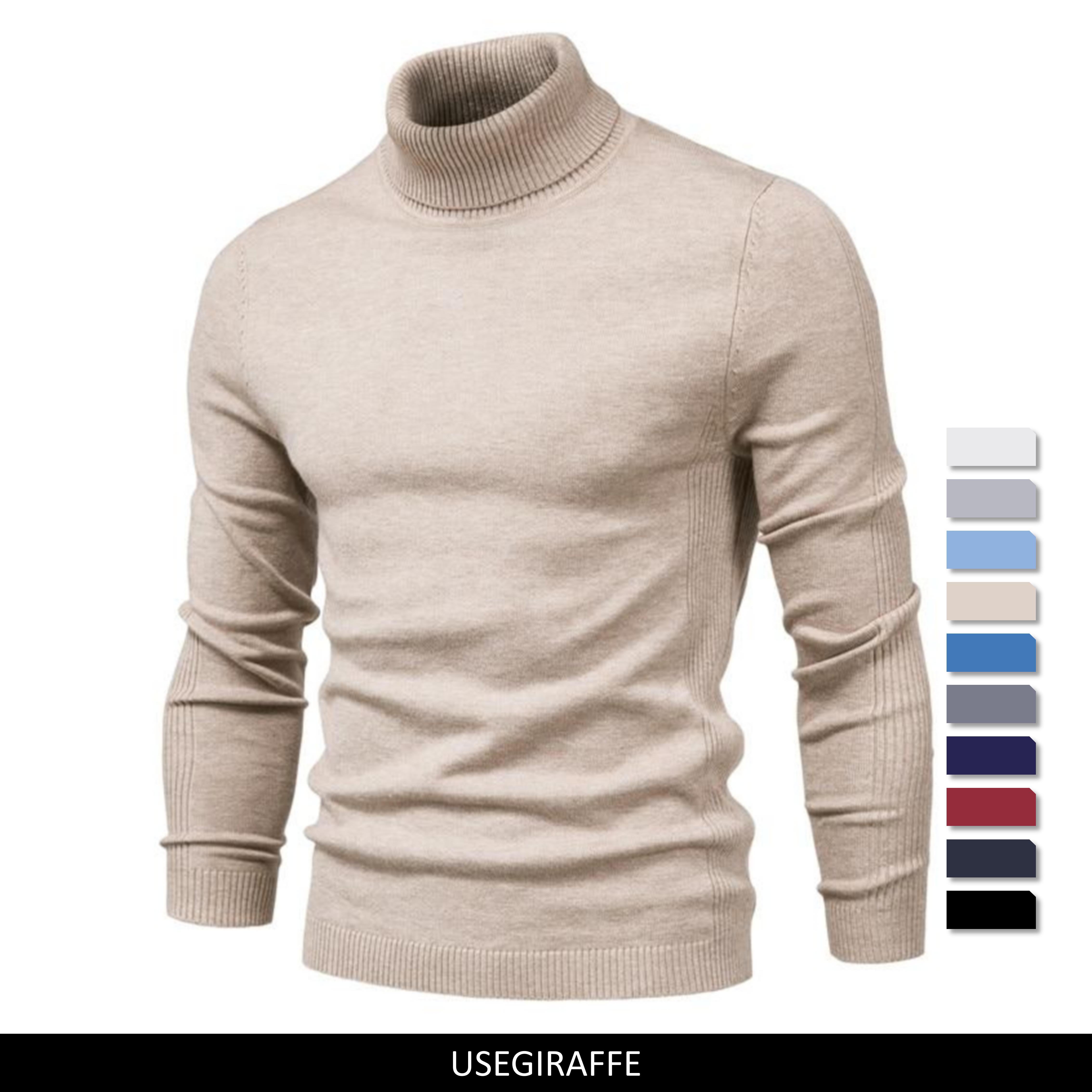 AIOPESON Men Fashion AIOPESON Heren Truien Winter Coltrui Dikke Casual Schildpad Effen Kleur Kwaliteit Warme Slanke Trui Heren Coltrui Mannelijke M 55-65kg grijs