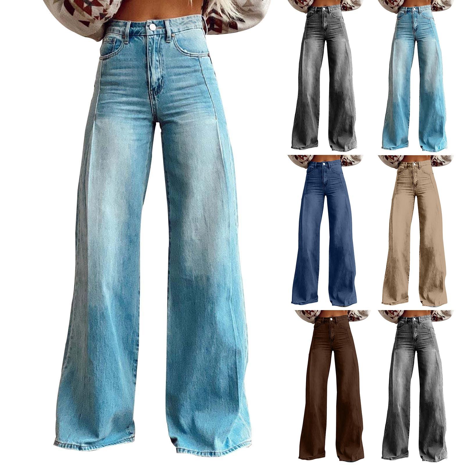 Challenge Damesmode Casual Veelzijdige Vintage Wijde Pijpen Jeans L
