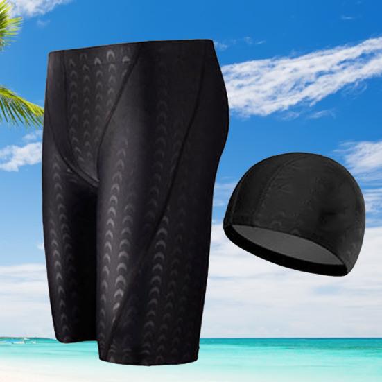 Jinleyu 2 stuks / set zwembroek waterdicht sneldrogend ademend elastisch grote maten zomerzwemset voor zwembad 3XL zwart