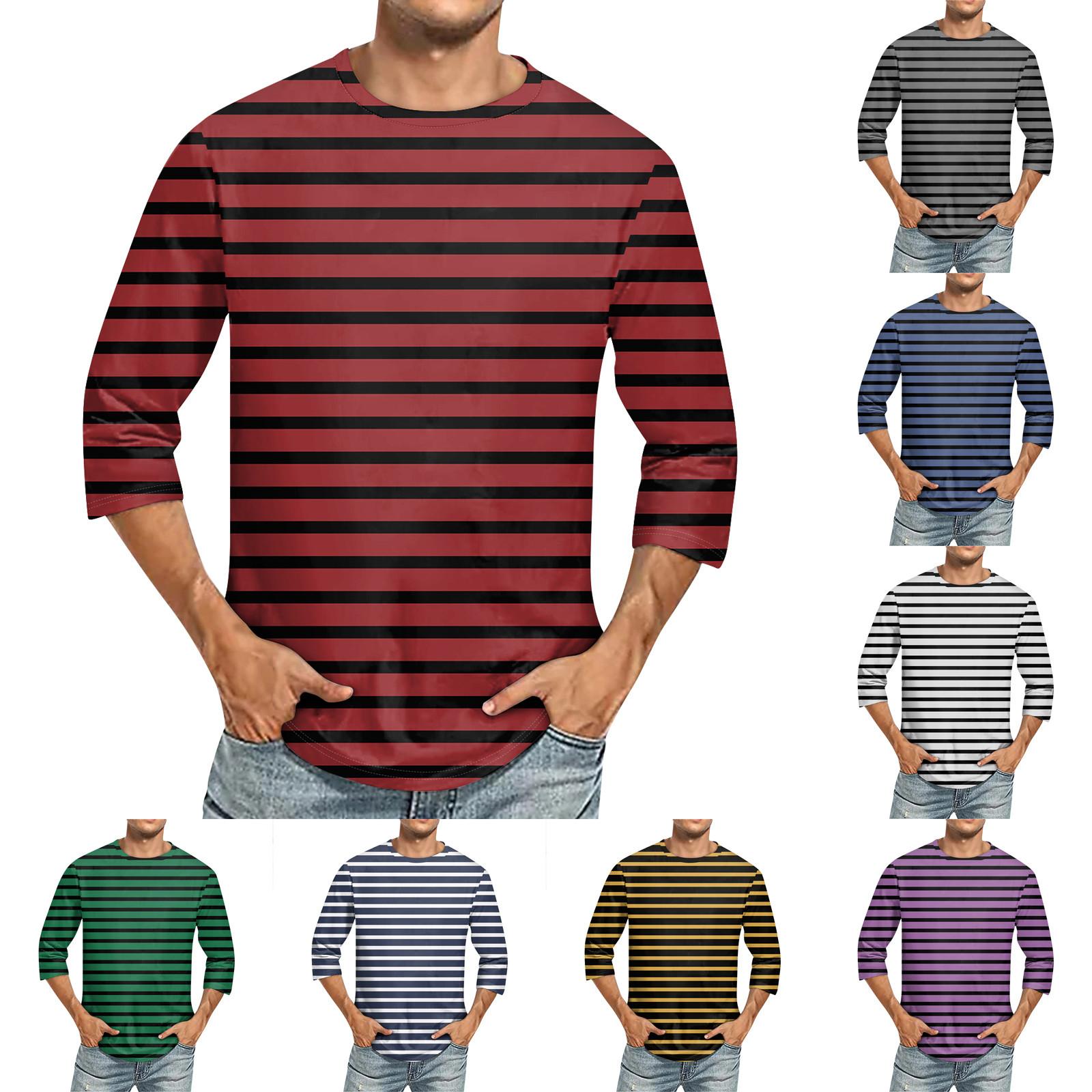 Linglong Heren Ronde Hals Driekwart Mouw Top Casual Mode T-shirt M