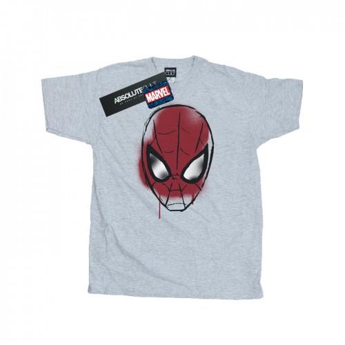 Marvel Boys Spider-Man gezicht schets T-shirt 12-13 grijs