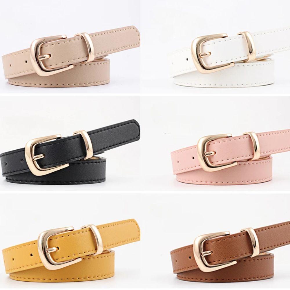 Tngeshu Dames metalen gesp riem veelzijdige taille riem eenvoudige PU leren riem silver buckle white belt