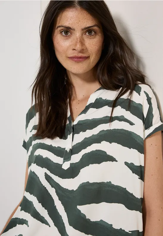 Cecil Blouse met gespleten hals en print