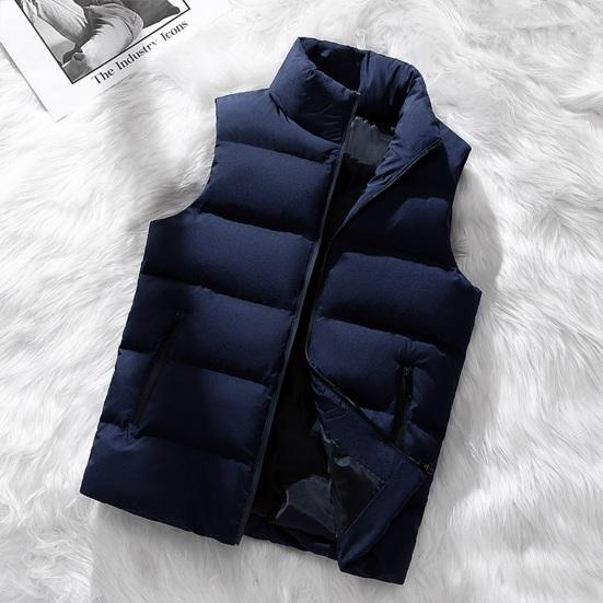 PLUM LAI Heren vest jas ritssluiting opstaande kraag mouwloos dun vest met zakken effen kleur winddicht vest M kaki