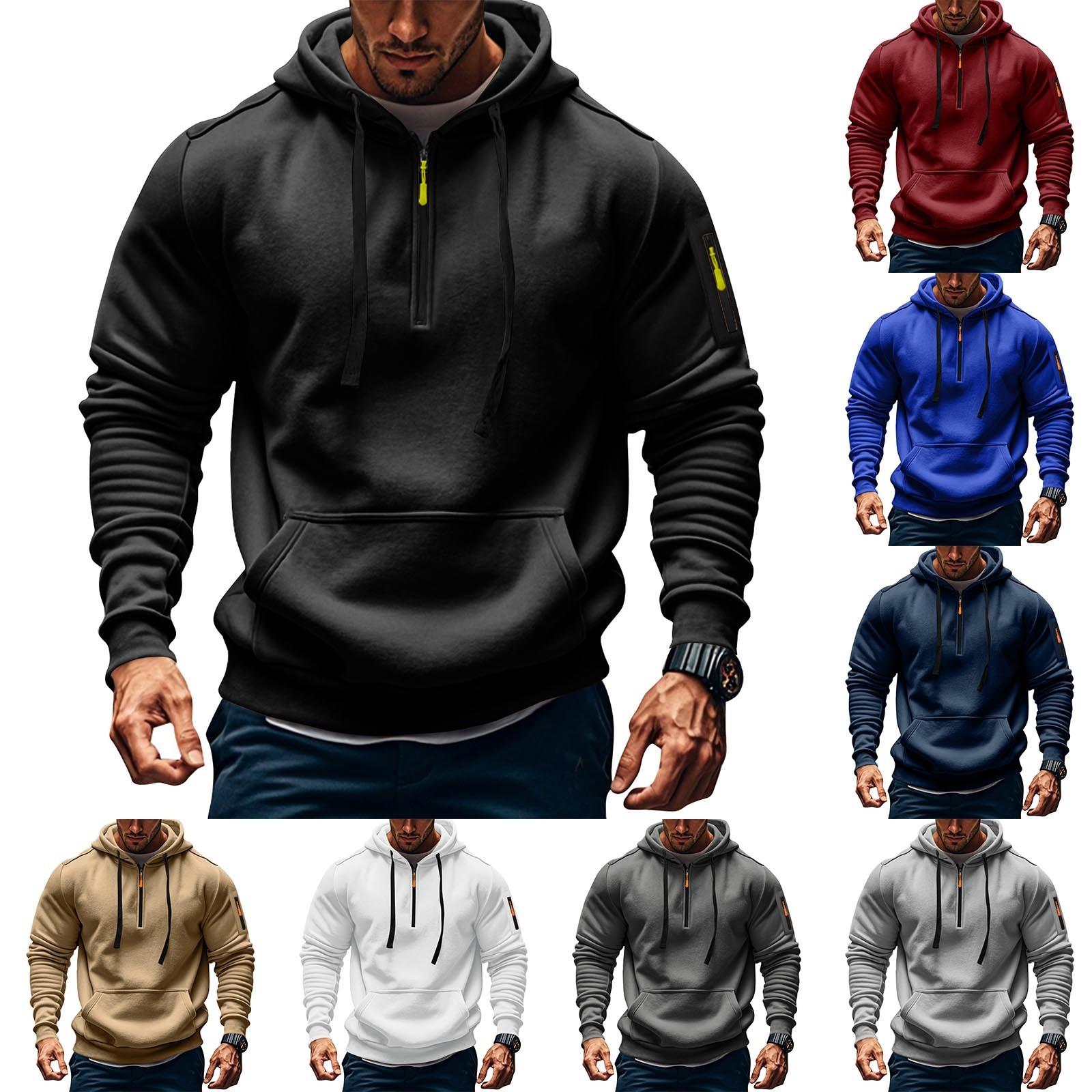 Mianduijifengba Heren Sweatshirt Hoodie Rits Arm Zak Cardigan Heren Sport Grote Maat Casual Hoodie L zwart