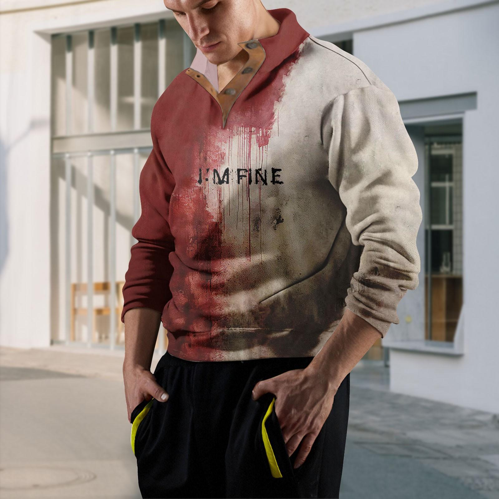 Jiangnan C Lente en herfst herensweatshirt met staande kraag is outdoor casual truien tops XL