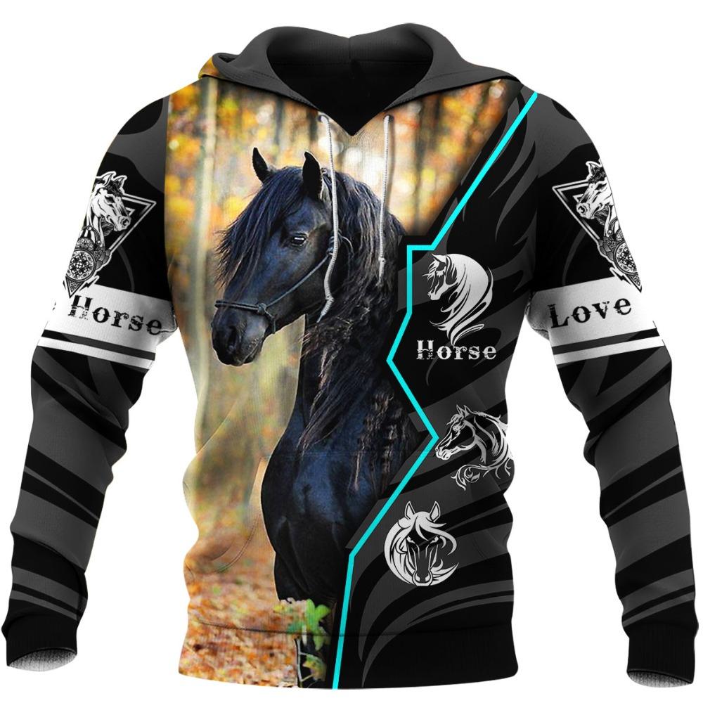 HIMO Group Mode Heren Animal Hoodies 3D Gedrukt Liefde Paard Sweatshirt Hoodie Harajuku Lente Herfst Streetwear Unisex Casual Trainingspak S
