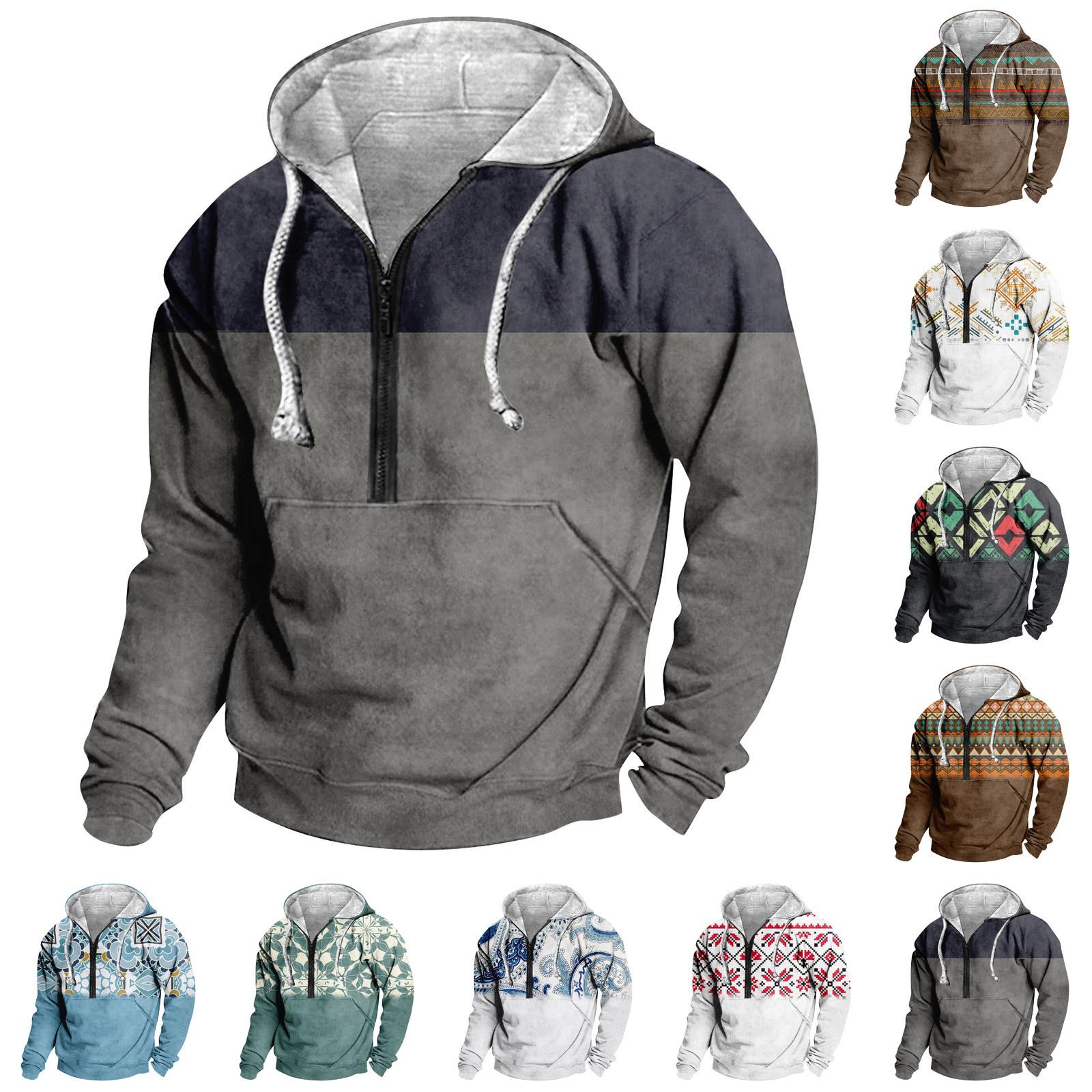 MA3CN Outdoor T-shirt met lange mouwen en capuchon voor heren, herfst-casual top L zwart
